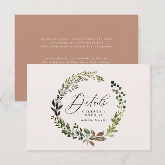 Einzelheiten zur Hochzeit von botanischen Scheunen Mitteilungskarte (Vorne/Hinten)