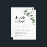 Einzelheiten zur Hochzeitsskalyptusbildung und Ein Postkarte<br><div class="desc">Eukalyptus Grünpflanzen modernen minimalen Garten Party Hochzeitseinladungen und Details. Einfaches,  zeitgenössisches botanisches Design.</div>