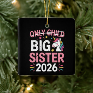 Einzelkind durchgestrichen große Schwester 2026 Sc Keramikornament