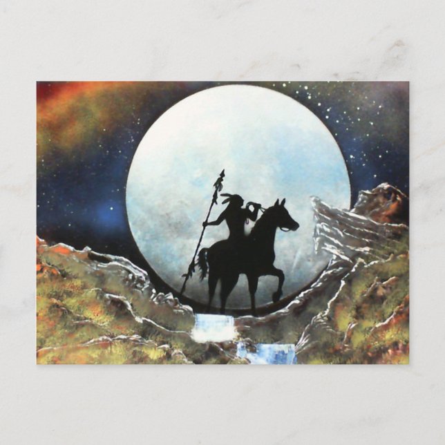 Einzelkrieger unter dem Mond Postkarte (Vorderseite)