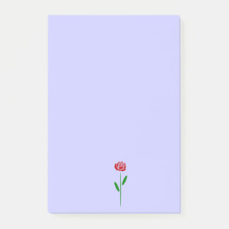 Einzelne Art Deco Rote Rose Grüne Blätter und Stie Post-it Klebezettel