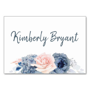 Einzelne Gästennamen Blue Table Cards Tischnummer