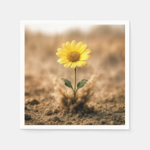 Einzelne gelbe Margerite bricht aus dem Dreck herv Serviette
