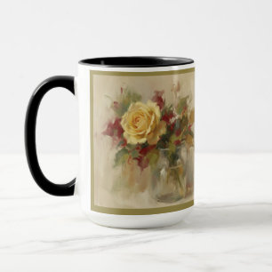 "Einzelne gelbe Rose in Glasvase" Tasse