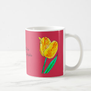 Einzelne gelbe Tulpe mit roten Highlights Kaffeetasse