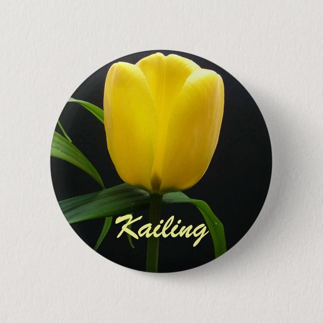 Einzelne gelbe Tulpenblüte Button (Vorderseite)