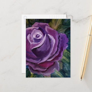 Einzelne lila Rosenblüte Postkarte