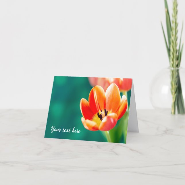 Einzelne orange Tulpe Karte (Vorderseite)