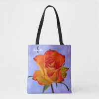 Einzelne orange und gelbe Rose-Tragetasche