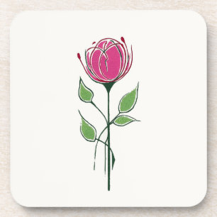 Einzelne rosa Glasgow-Rose Getränkeuntersetzer