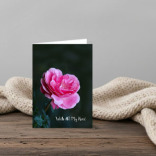 Einzelne rosa Rose zum Valentinstag Karte