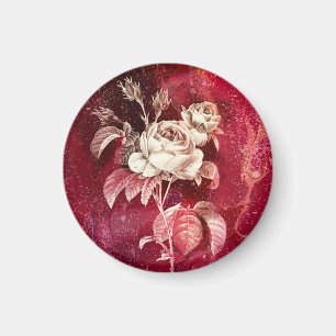 EINZELNE ROSE auf rotem Hintergrund Magnet
