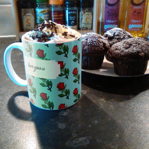 Einzelne rote Rose Fügen Sie Ihren Text hinzu Roma Kaffeetasse