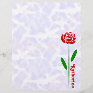 Einzelne rote Rose grüner Stiel Blätter Name anpas