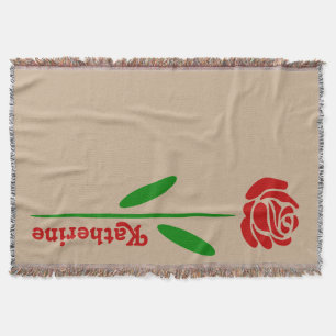 Einzelne rote Rose grüner Stiel Blätter Name anpas Decke