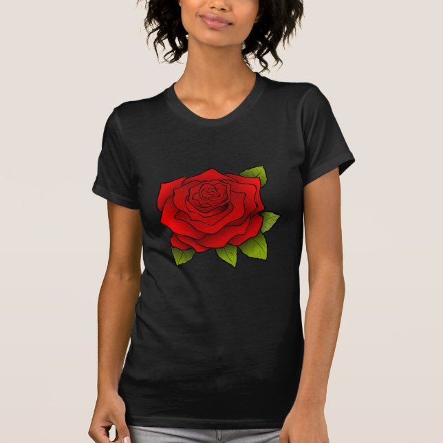 Einzelne Rote Rose T-Shirt (Vorderseite)
