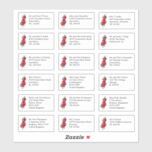 Einzelne Rote Rosen für die Anschrift des Gastes b Aufkleber