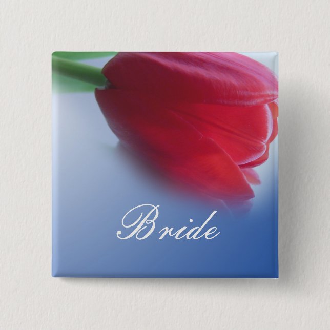Einzelne rote Tulpenblüte Button (Vorderseite)