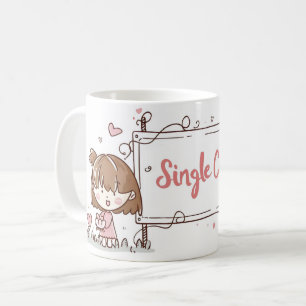 Einzelne süße Mädchen und Katze Kaffeetasse