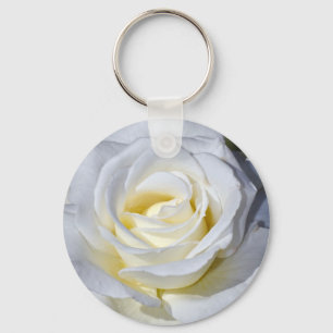 Einzelne weiße Rosenblüten Schlüsselanhänger