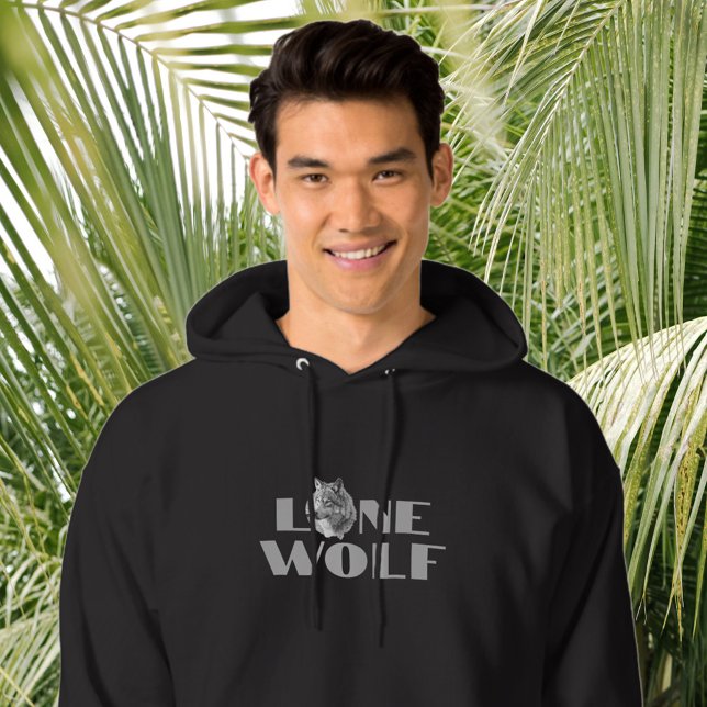 "Einzelne Wolf" oder Ihre Nachricht, großer hellgr Hoodie (Von Creator hochgeladen)