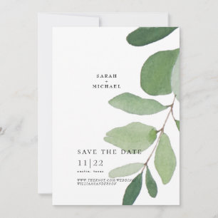 Einzelner Eukalyptus-Stiel Einfach Save The Date