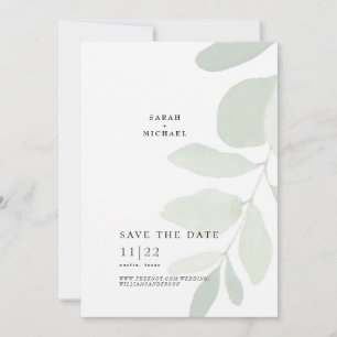 Einzelner gedämpfter Eukalyptus-Stiel Einfache Sav Save The Date