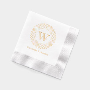 Einzelnes Initialen-Monogramm Runde gepunktete Rah Servietten Mit Folie
