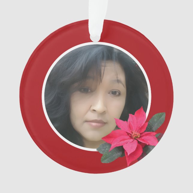 Einzelnes Poinsettien-Design Ornament (Vorderseite)