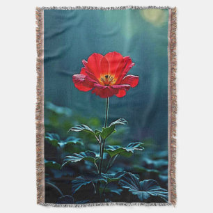 Einzelnes rotes Blüten-Fokus-Design Decke