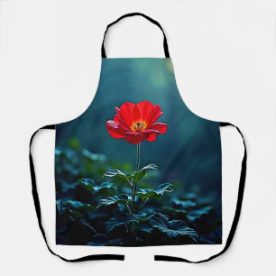 Einzelnes rotes Blüten-Fokus-Design Schürze
