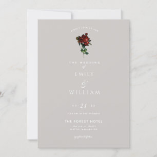 Einzelstammige Vintage-Rote-Rosen-Hochzeitseinladu Einladung