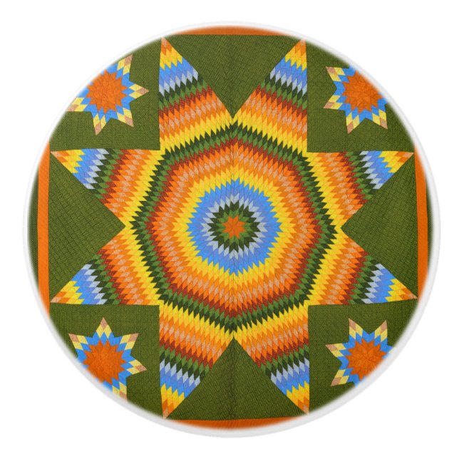 Einzelsternquilt Keramikknauf (Vorderseite)