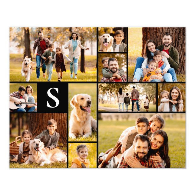 Einzigartig 11 FotoCollage Einfache Monogramm Schw Fotodruck (Vorne)