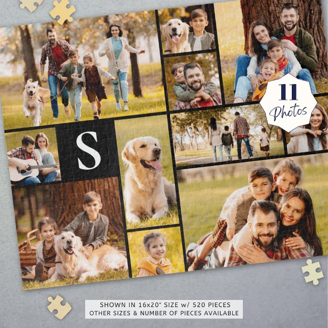 Einzigartig 11 FotoCollage Einfache Monogramm Schw Puzzle (Von Creator hochgeladen)