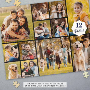 Einzigartig 12 FotoCollage Einfach Schwarz Puzzle