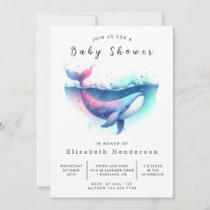 Einzigartig bestellbare Whale-Baby-Dusche Einladung
