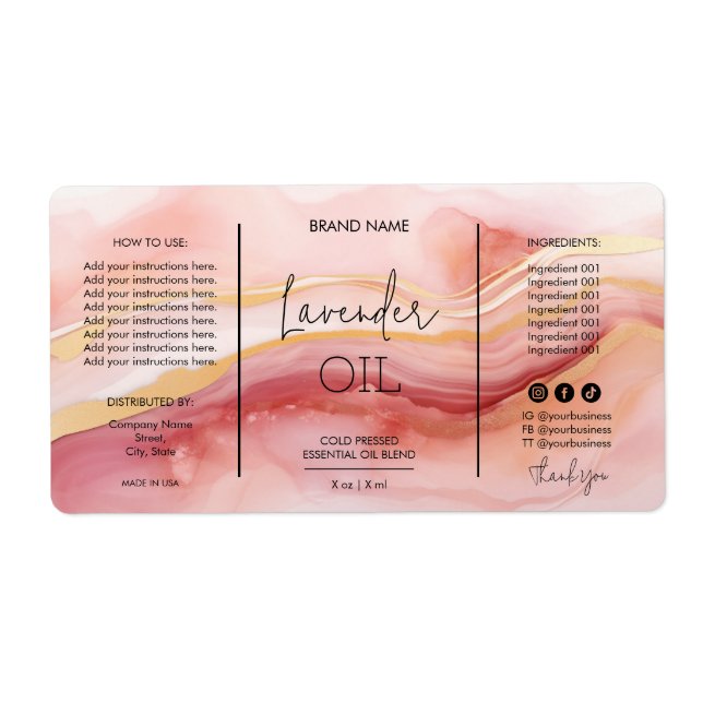 Einzigartig Blush Pink Dropper Flasche Produktkenn (Vorne)