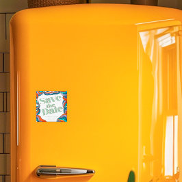 Einzigartig Boho Groovy Retro Grün farbenfroh Wavy Magnet