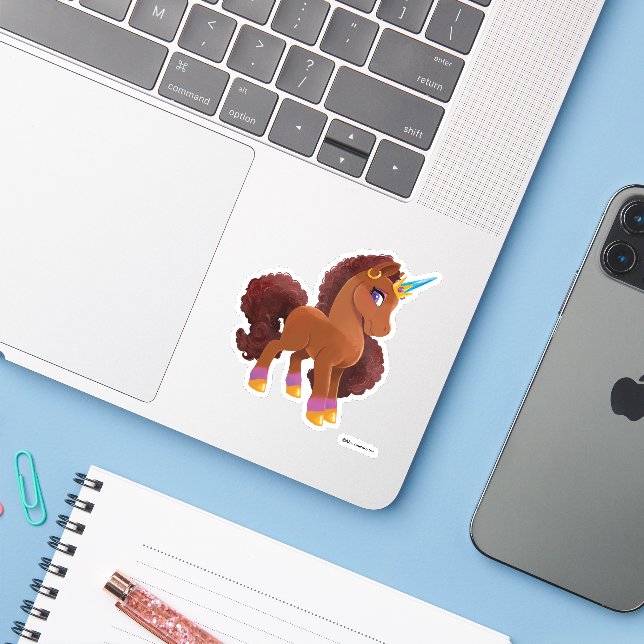 Einzigartig die Stehende Stolz des Einhorns Aufkleber (Laptop mit iPhone)