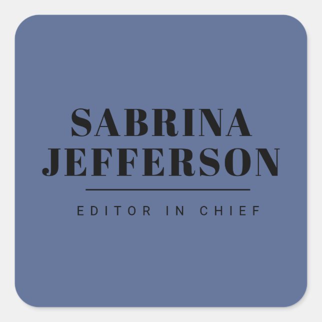 Einzigartig Elegant Schlicht Simple Blue Black Quadratischer Aufkleber (Vorderseite)