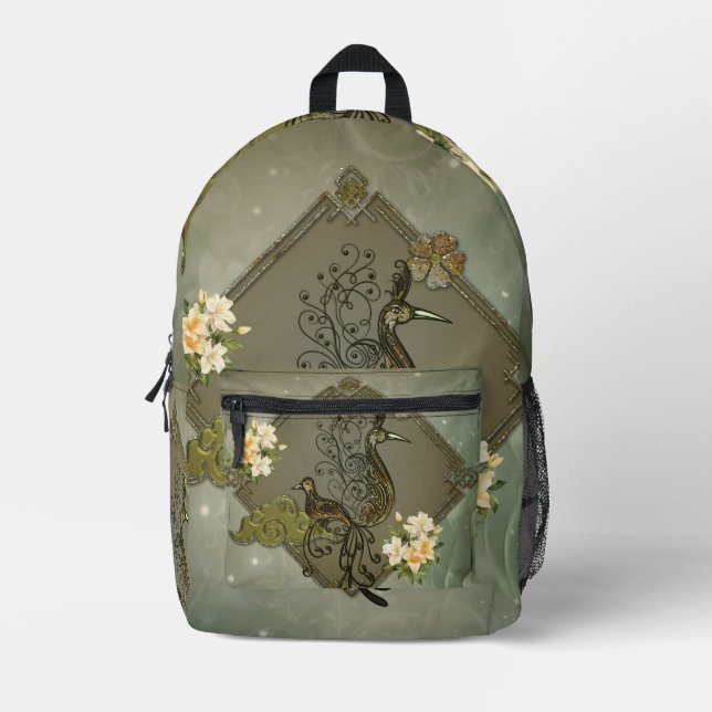 Einzigartig elegante Fantasy-Vögel Bedruckter Rucksack (Vorderseite)