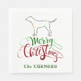 Einzigartig Frohe Weihnachtsleuchten Dog Monogramm Serviette