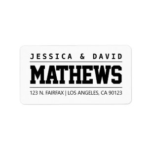 Einzigartig gestylte Schwarz-Weiß-Hochzeit Adressaufkleber