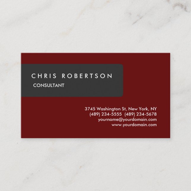 Einzigartig grau dunkelrot attraktiv visitenkarte (Vorderseite)