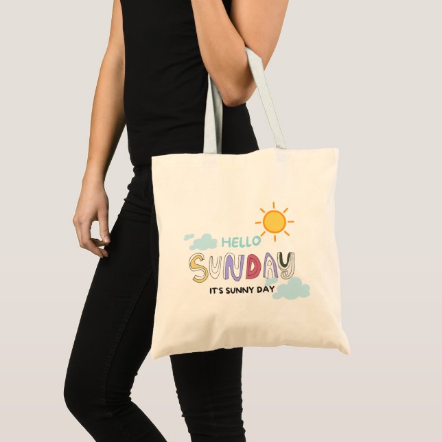 Einzigartig "Hello Sunday" Tragetasche (Vorderseite (Produkt))