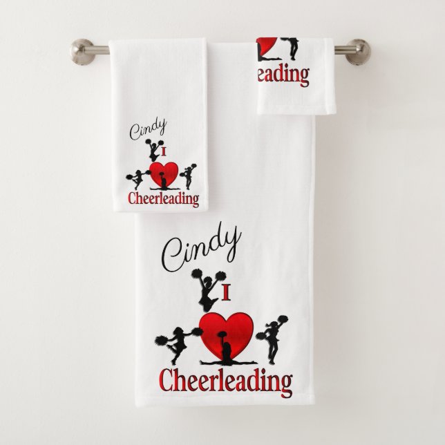 Einzigartig I Heart Cheerleader Personal Badhandtuch Set (Insitu)