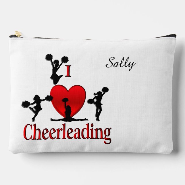 Einzigartig I Heart Cheerleader Persönlicher Name Zubehörtasche (Vorderseite)