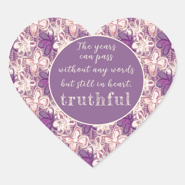 Einzigartig in Glasur/lila floral Herz-Aufkleber (Vorderseite)