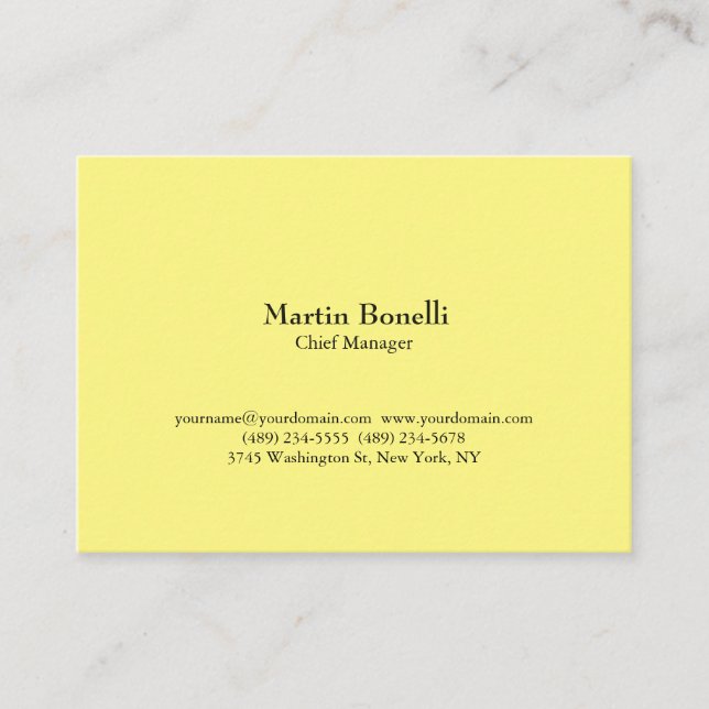 Einzigartig klassisch einfaches Hellgelb Visitenkarte (Vorderseite)